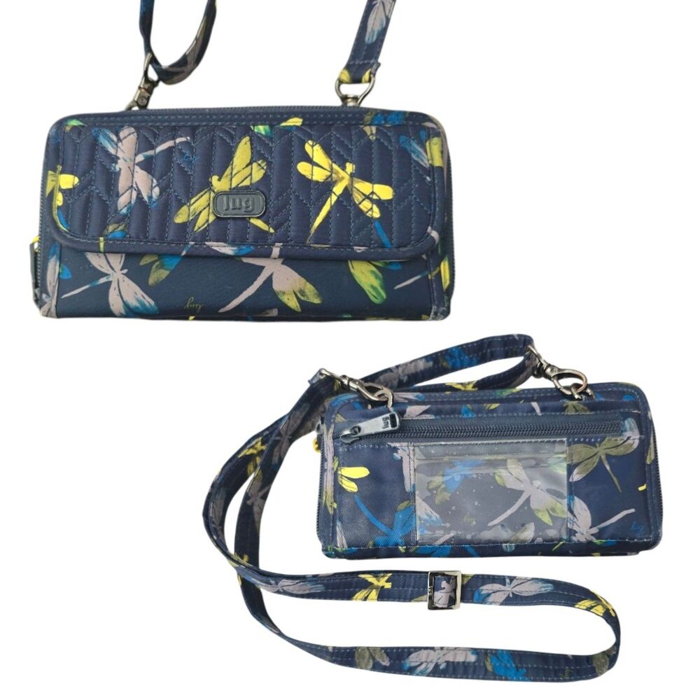 Lug Kickflip SE Convertible RFID Wallet Crossbody Dragonfly Navy Blue - Picture 6 of 6